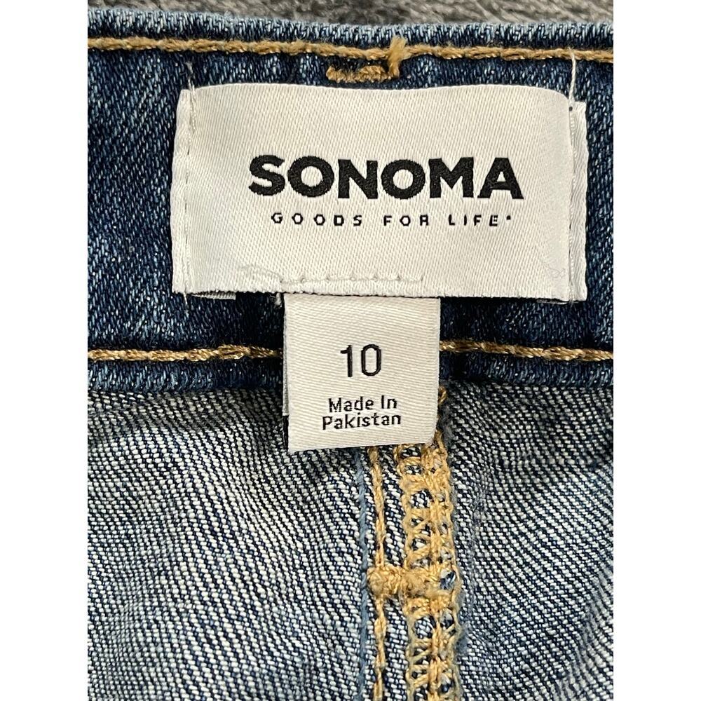 Women’s Size 10 Denim Midi Skirt Medium Wash Utility Button Front A-Line - Picture 5 of 8